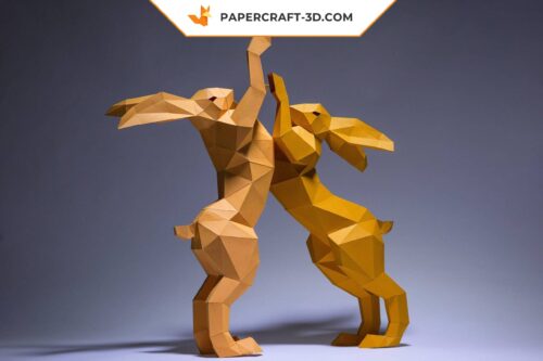 Papercraft Lapins en origami papier 3D, modèle numérique à télécharger