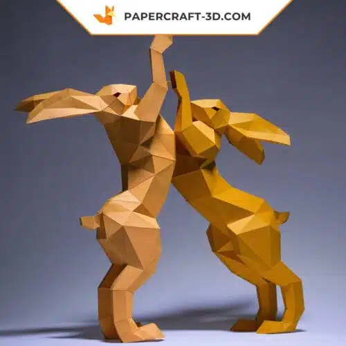Papercraft Hasenkampf in 3D-Origami