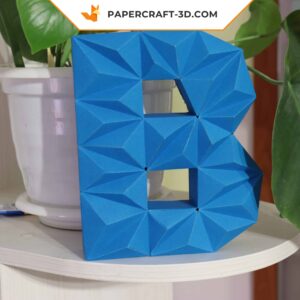 Papercraft lettre B origami papier 3D DIY pepakura basse poly