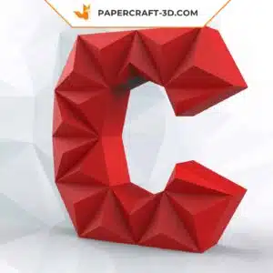 Papercraft lettre C origami papier 3D DIY pepakura à faible polygone