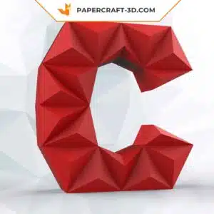 Papercraft lettre C origami papier 3D DIY pepakura à faible polygone