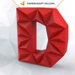 Papercraft lettre D origami papier 3D DIY Pepakura basse poly