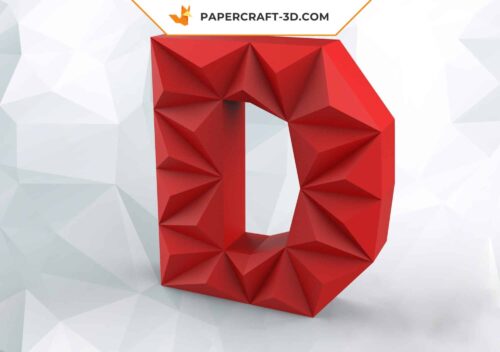 Papercraft lettre D origami papier 3D DIY Pepakura basse poly