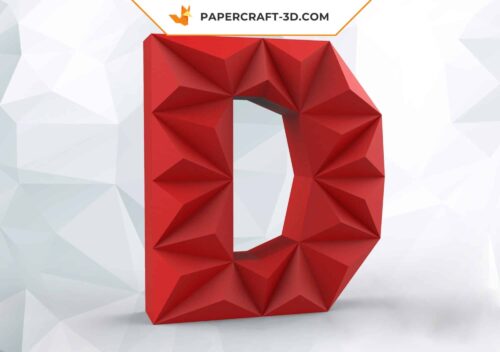 Papercraft lettre D origami papier 3D DIY Pepakura basse poly