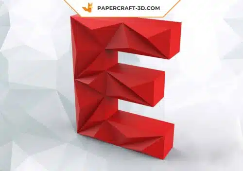 Papercraft lettre E origami papier 3D DIY pepakura basse poly
