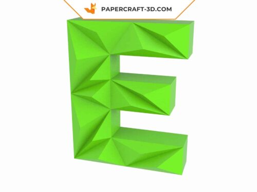 Papercraft lettre E origami papier 3D DIY pepakura basse poly