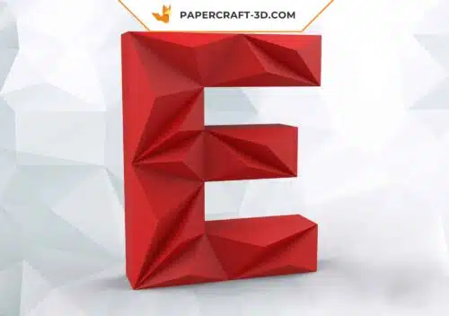 Papercraft lettre E origami papier 3D DIY pepakura basse poly