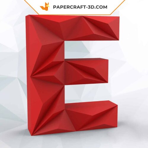 Papercraft lettre E origami papier 3D DIY pepakura basse poly