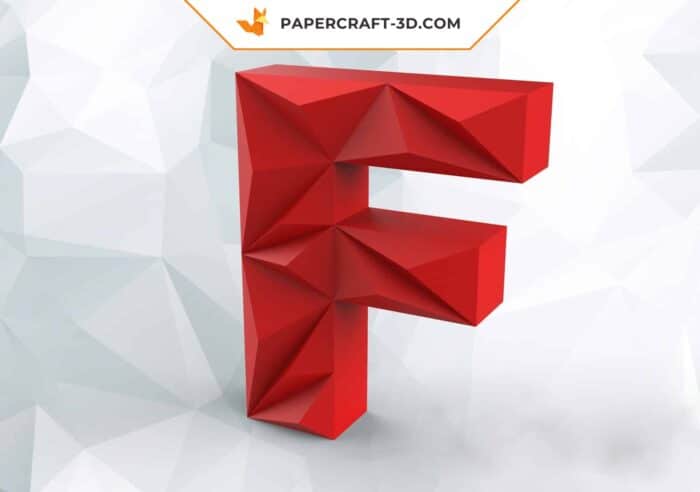 Papercraft lettre F origami papier 3D DIY pepakura low poly