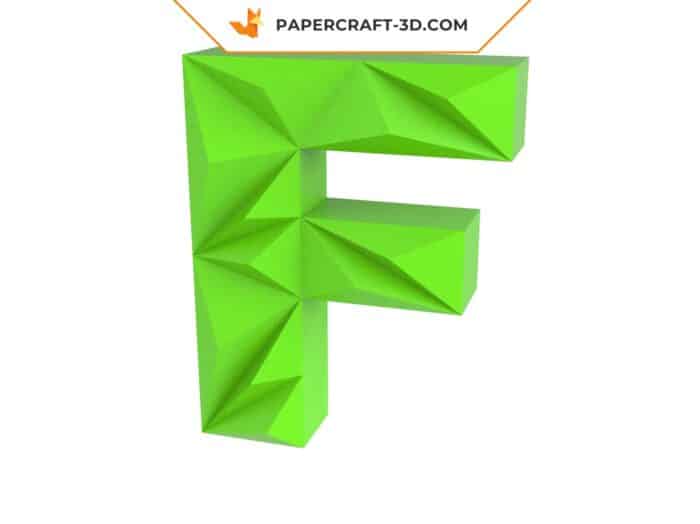 Papercraft lettre F origami papier 3D DIY pepakura low poly