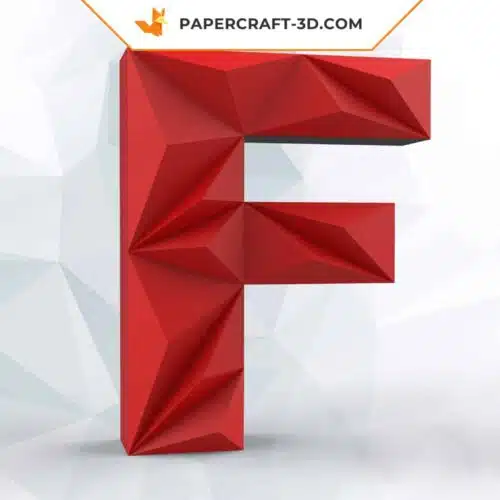 Papercraft lettre F origami papier 3D DIY pepakura low poly