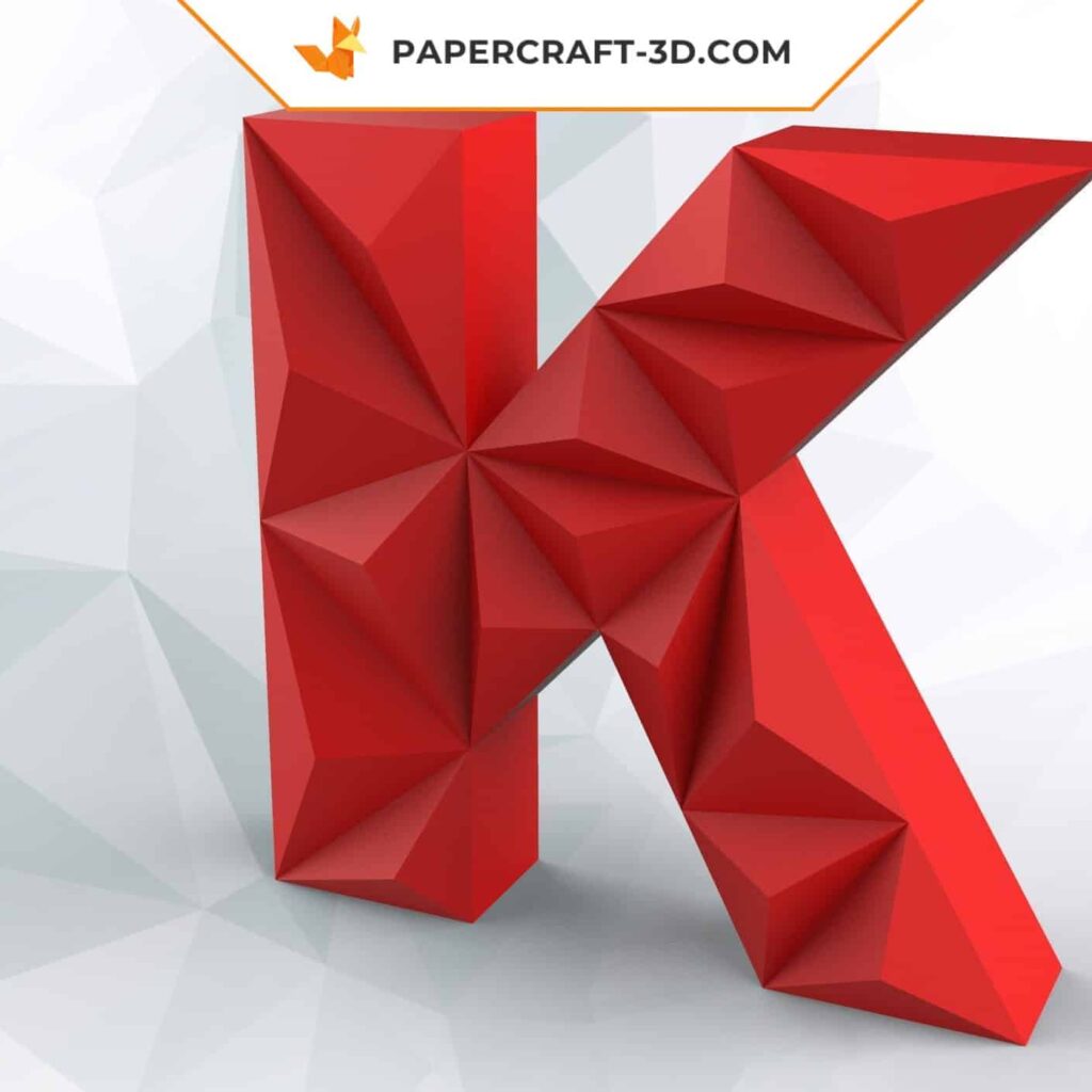 Papercraft lettre K en origami 3D