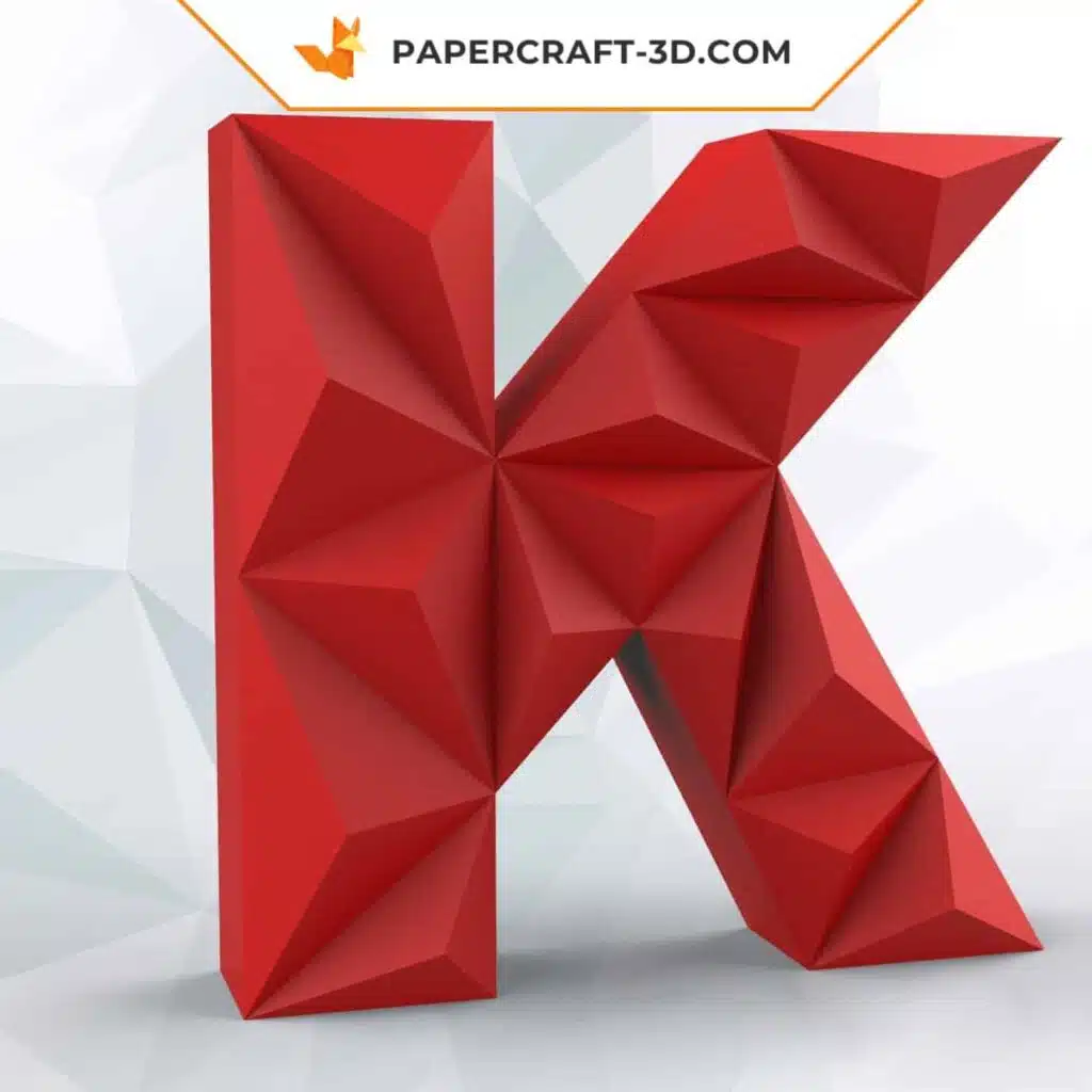 Papercraft lettre K en origami 3D