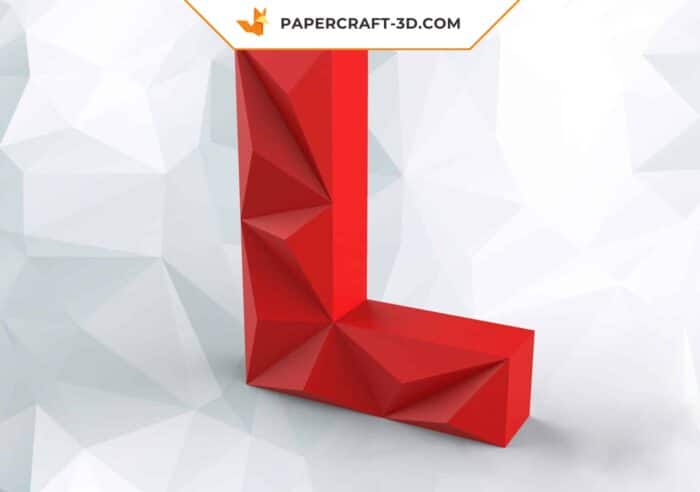 Papercraft lettre L origami papier 3D DIY pepakura basse poly