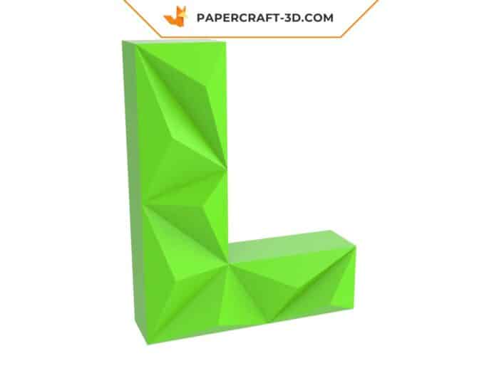 Papercraft lettre L origami papier 3D DIY pepakura basse poly