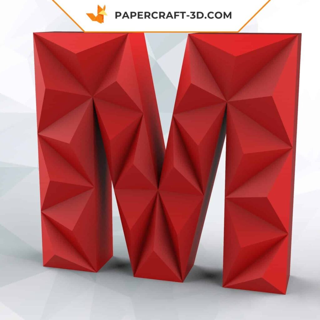 Papercraft lettre M en origami 3D