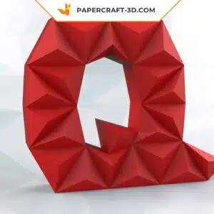 Papercraft lettre Q en origami papier 3D DIY Pepakura basse polygone