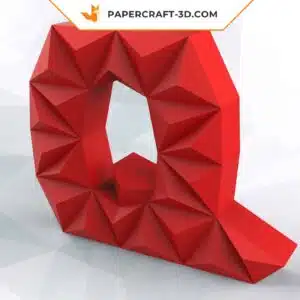 Papercraft lettre Q en origami papier 3D DIY Pepakura basse polygone