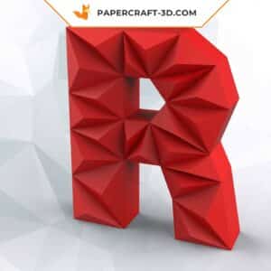 Papercraft lettre R origami papier 3D DIY pepakura faible polygone