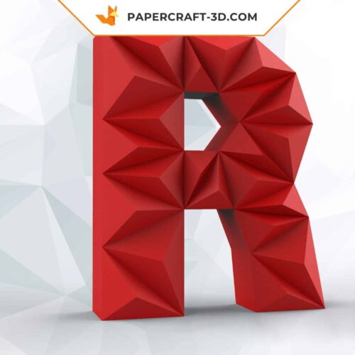 Papercraft lettre R origami papier 3D DIY pepakura faible polygone