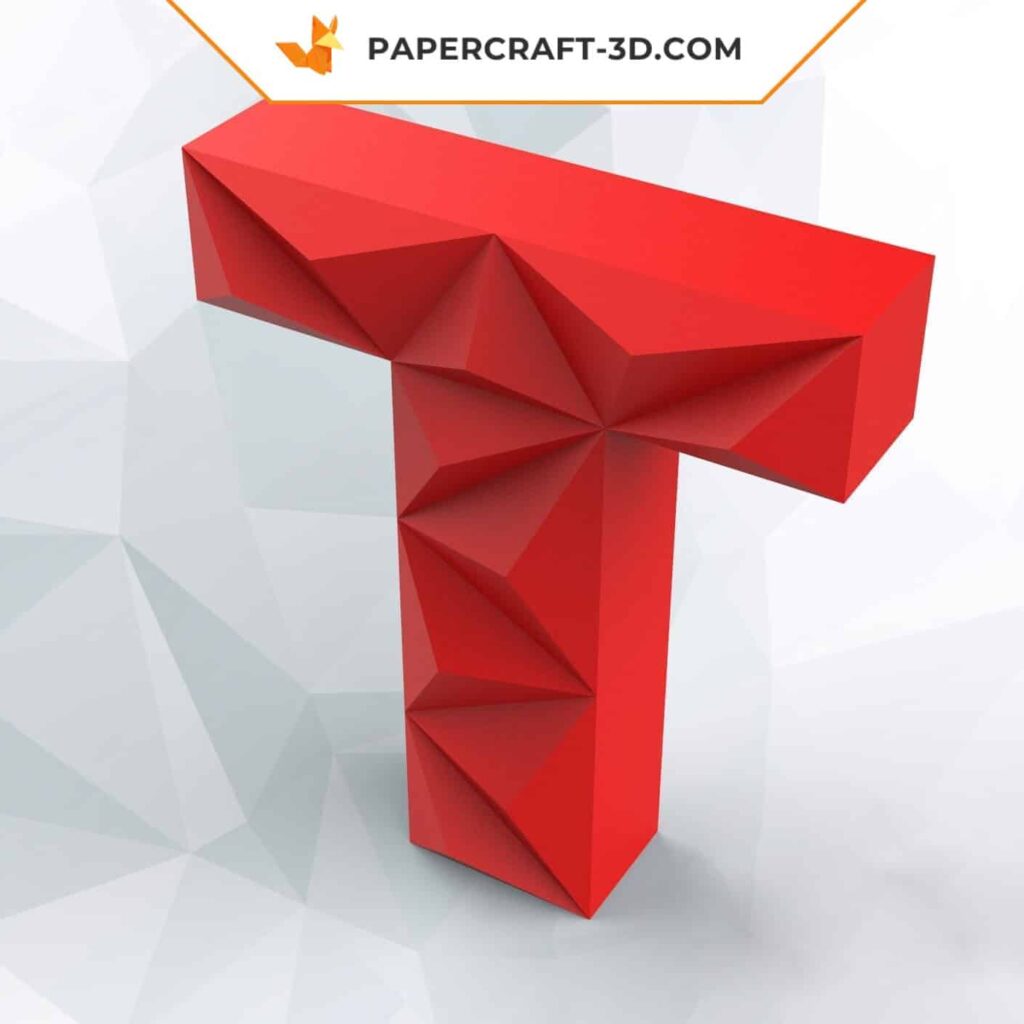 Papercraft lettre T en origami 3D
