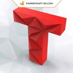 Papercraft lettre T origami papier 3D DIY pepakura low poly