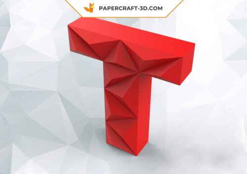 Papercraft lettre T origami papier 3D DIY pepakura low poly