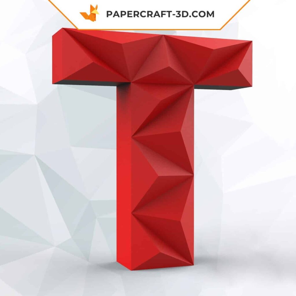 Papercraft lettre T en origami 3D