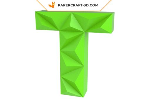 Papercraft lettre T origami papier 3D DIY pepakura low poly