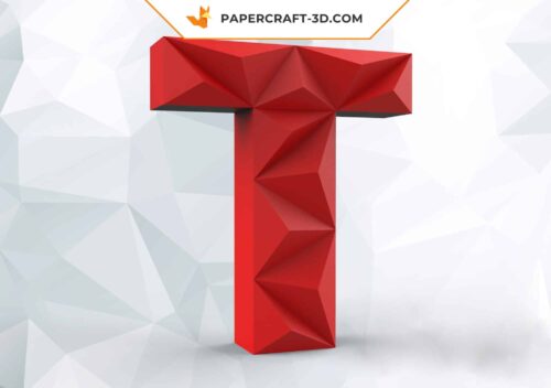 Papercraft lettre T origami papier 3D DIY pepakura low poly
