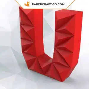 Papercraft Lettre U en origami 3D DIY pepakura low poly