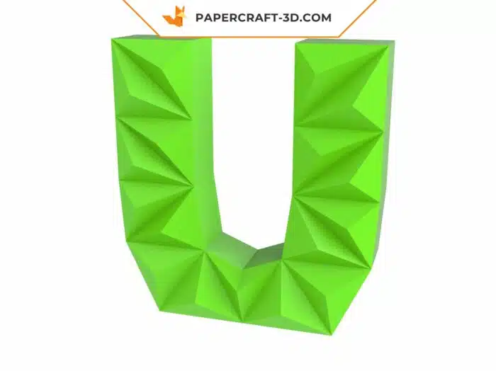 Papercraft Lettre U en origami 3D DIY pepakura low poly