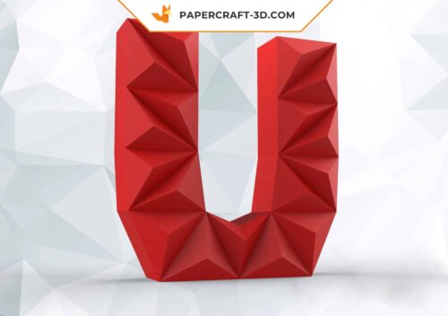 Papercraft Lettre U en origami 3D DIY pepakura low poly