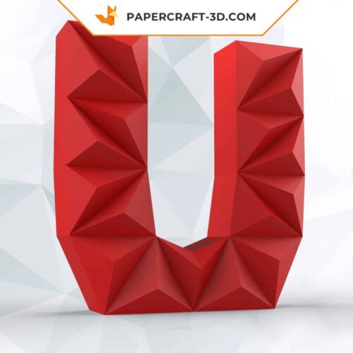 Papercraft Lettre U en origami 3D DIY pepakura low poly