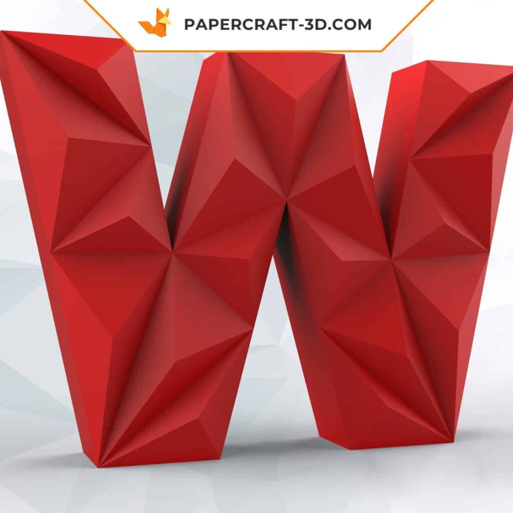 Papercraft de lettre W en origami