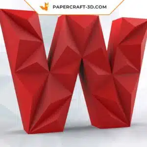 Papercraft lettre W origami papier 3D DIY pepakura basse poly