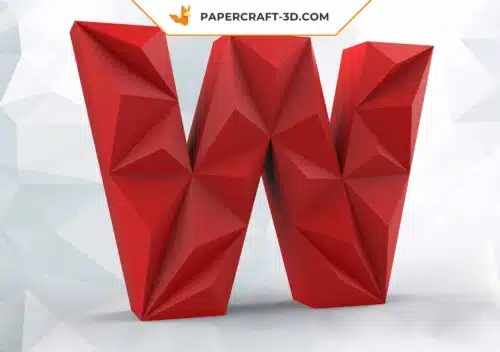 Papercraft lettre W origami papier 3D DIY pepakura basse poly