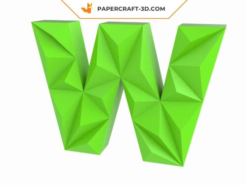 Papercraft lettre W origami papier 3D DIY pepakura basse poly