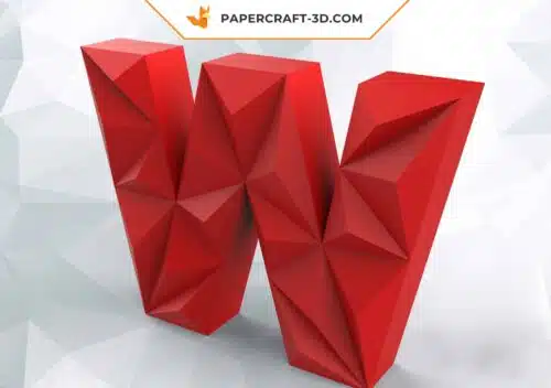 Papercraft lettre W origami papier 3D DIY pepakura basse poly