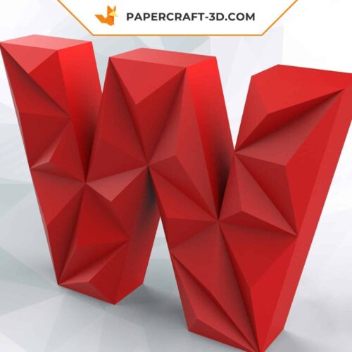 Papercraft lettre W origami papier 3D DIY pepakura basse poly