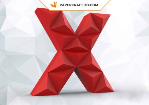 Papercraft lettre X origami papier 3D DIY basse poly