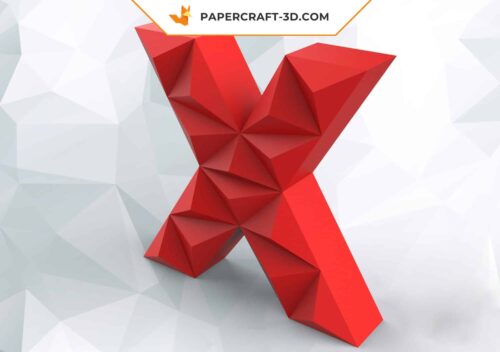 Papercraft lettre X origami papier 3D DIY basse poly