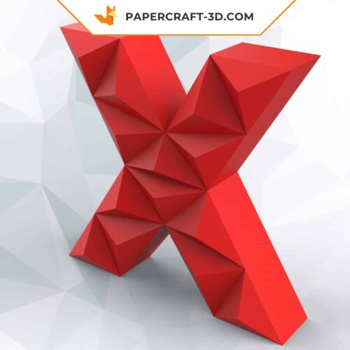 Papercraft lettre X origami papier 3D DIY basse poly