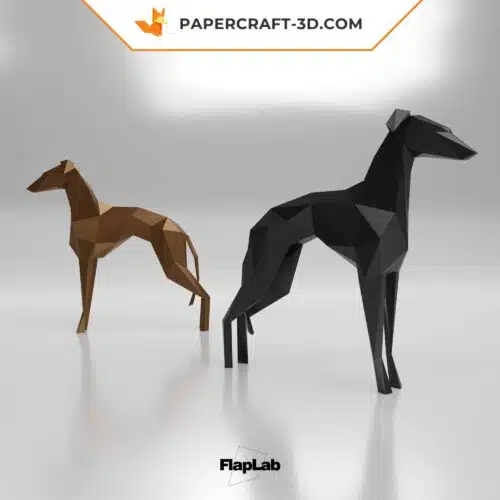 Papercraft levriero italiano in piedi in origami 3D