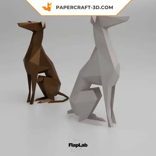 Papercraft galgo italiano sentado en origami