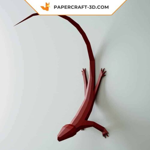 Papercraft lizard in origami