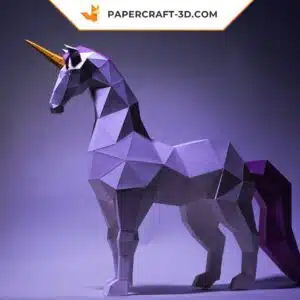 Papercraft Licorne en origami papier 3D, modèle numérique à télécharger