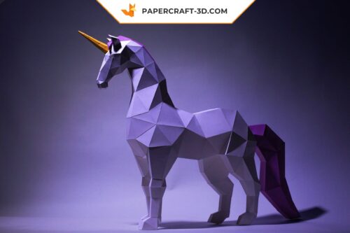 Papercraft Licorne en origami papier 3D, modèle numérique à télécharger