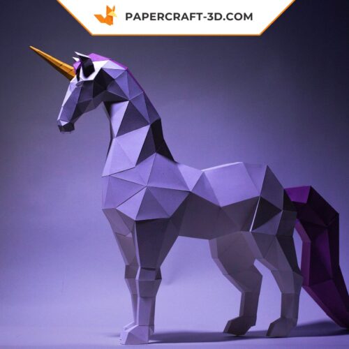 Papercraft Licorne en origami papier 3D, modèle numérique à télécharger