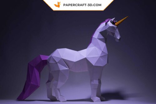 Papercraft Licorne en origami papier 3D, modèle numérique à télécharger